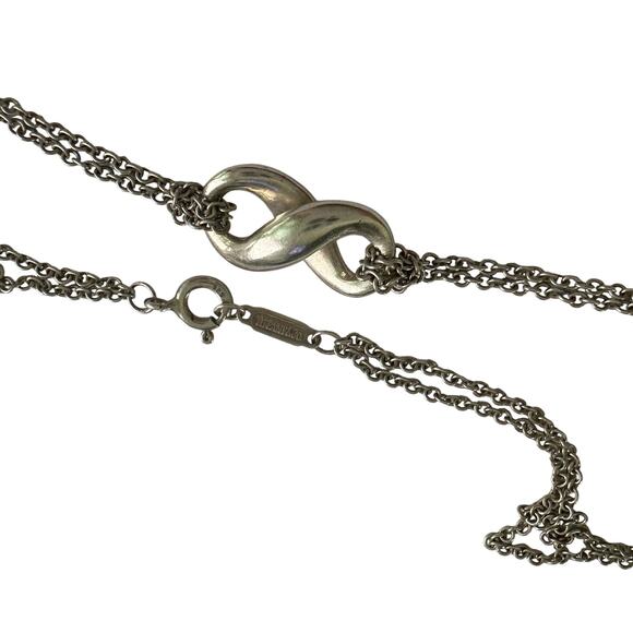 Tiffany & Co Infinity Double Chain Pendant and Necklace in Sterling 14.5" Chain - Picture 13 of 14